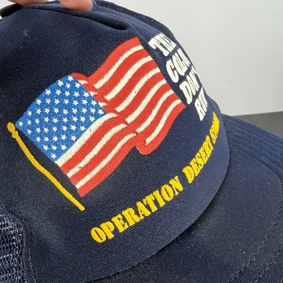 Vintage American Flag These Colors Don't Run Hat SnapBack Cap USA Desert Storm - Picture 8 of 15